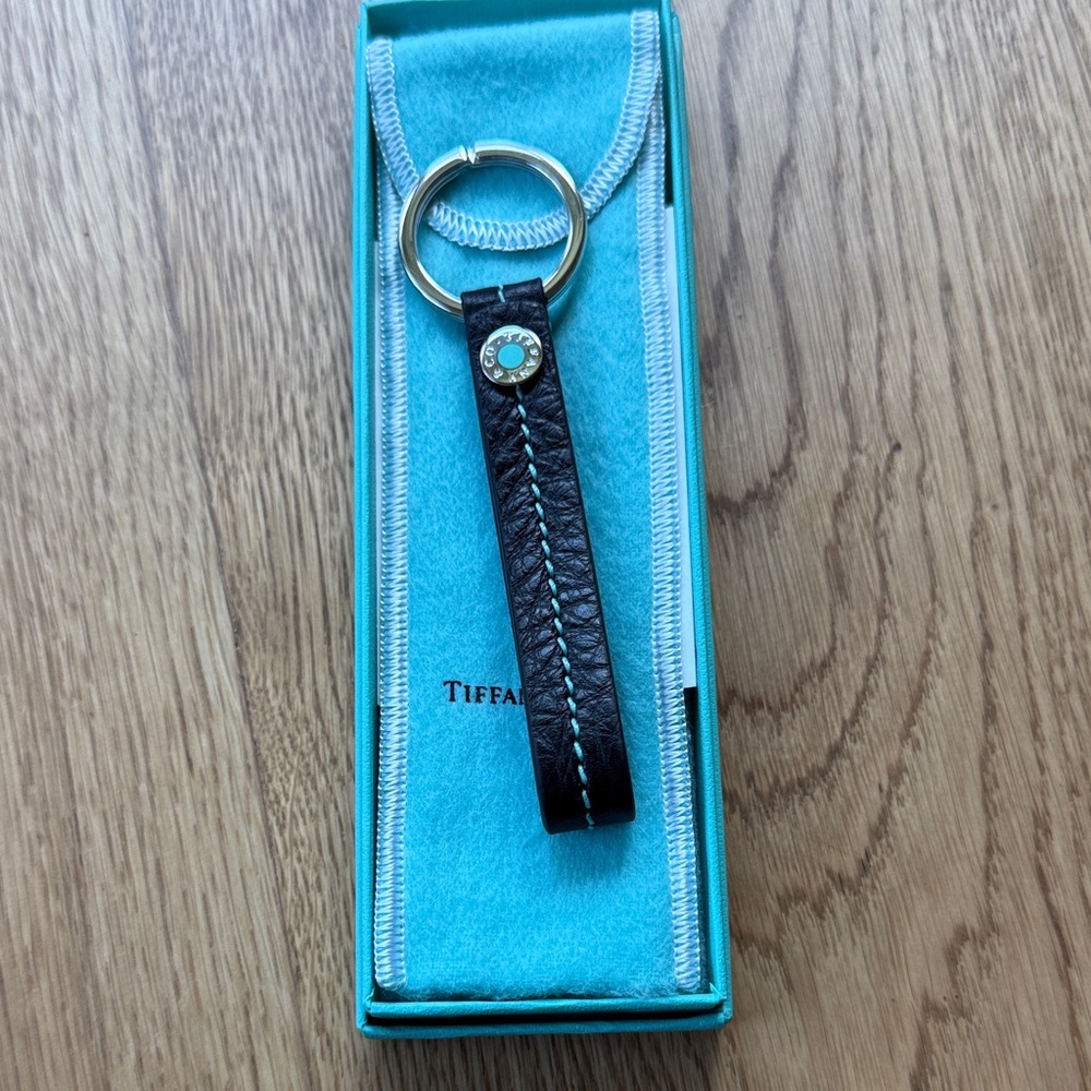 Tiffany & Co. Black Leather Strap Keyring